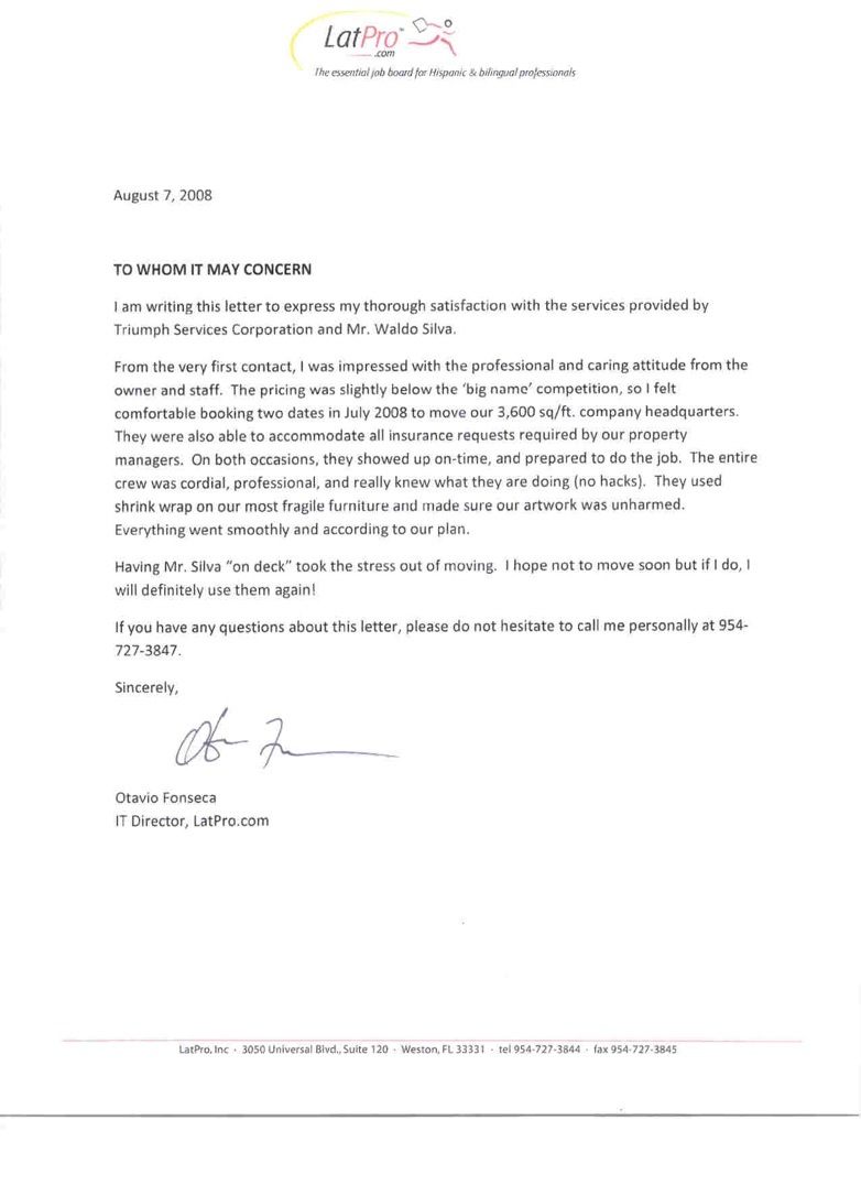 Moving Company referral letter 22