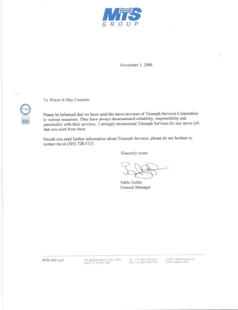 Moving Company referral letter 25
