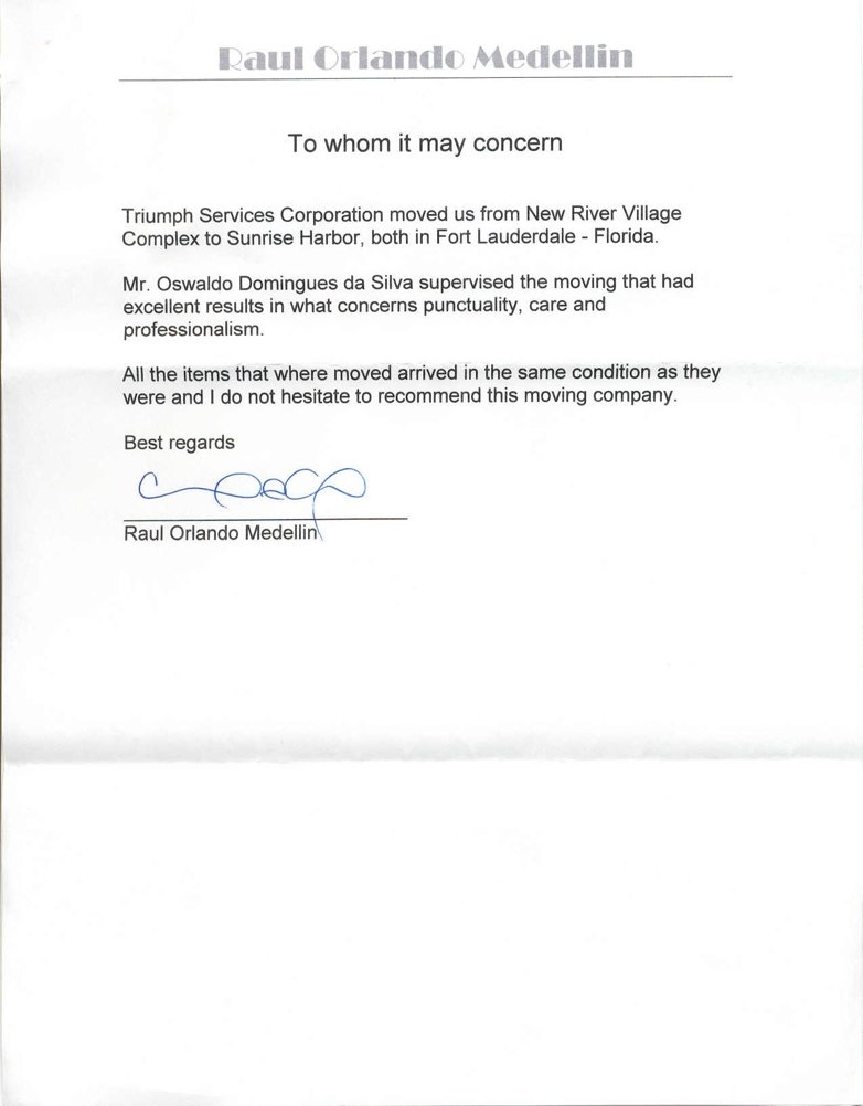 Moving Company referral letter 31